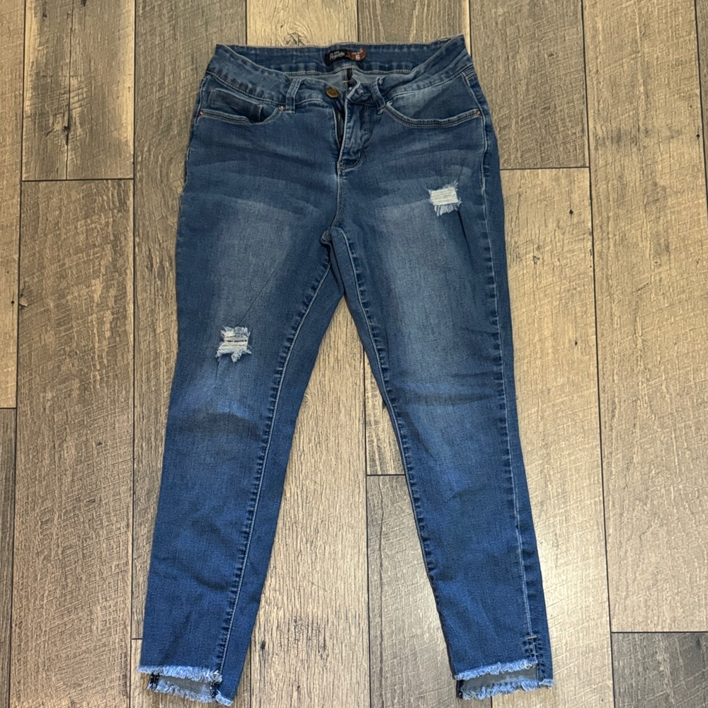 Royalty For Me Distressed Blue Skinny Jeans
